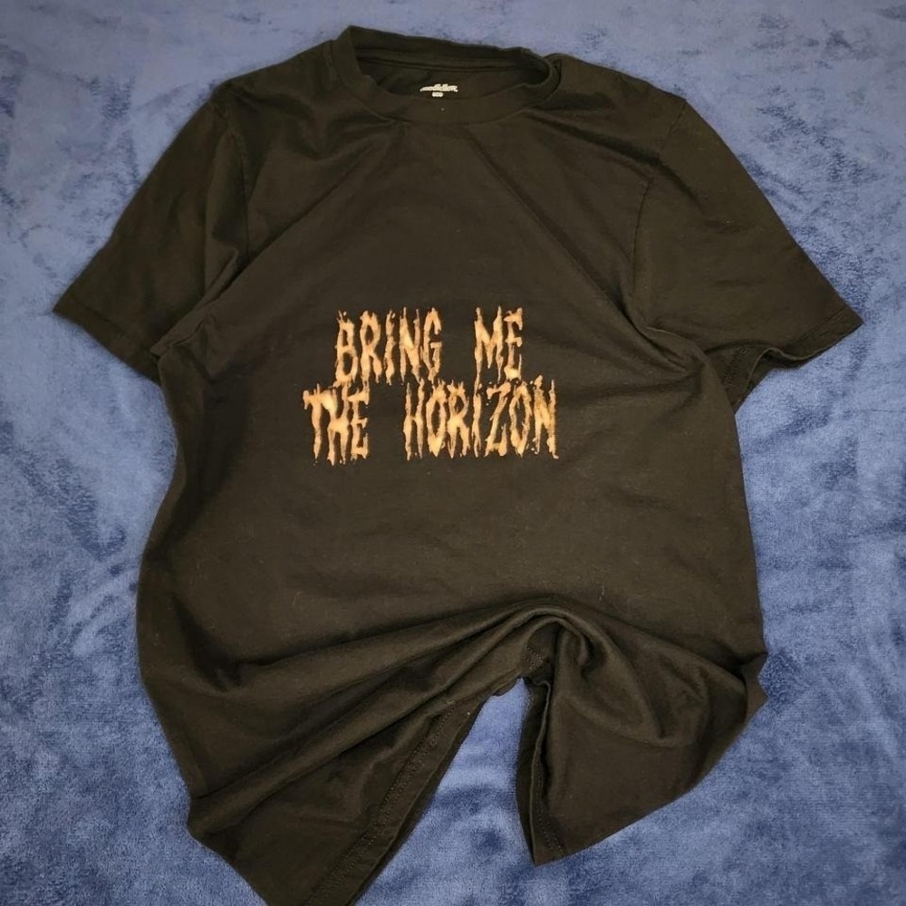 Bring me the horizon black and orange cotton t-shirt #BMTH small‎